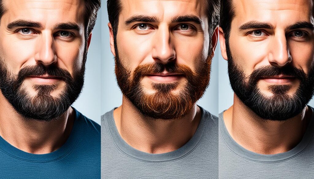 cambios antes y después de usar minoxidil en la barba